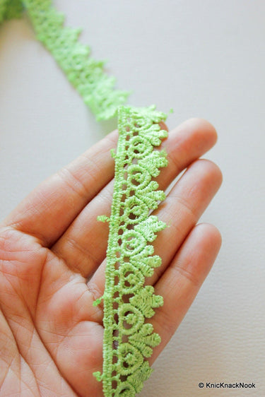 Green Embroidery Cotton Lace Trim, Approx. 20mm Wide